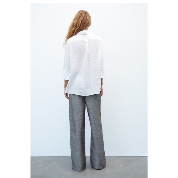 NWT ZARA | ASYMMETRIC HEM LINEN SHIRT - Picture 8 of 8